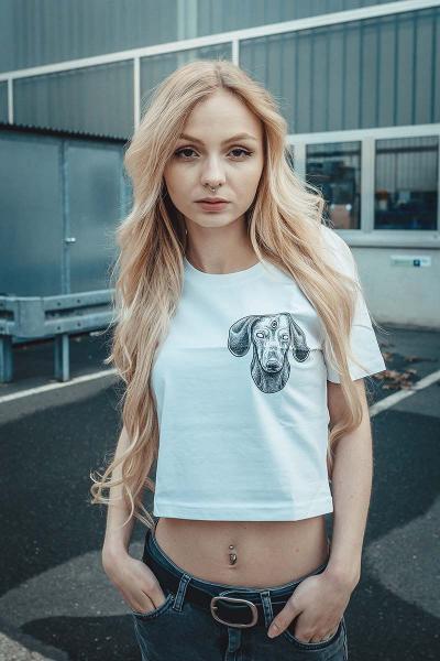 Girl - Dog Crop Shirt [white]